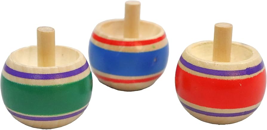 Amazon.co.jp: 昔ながらの木製 おもちゃ 逆立ち こま3個セット